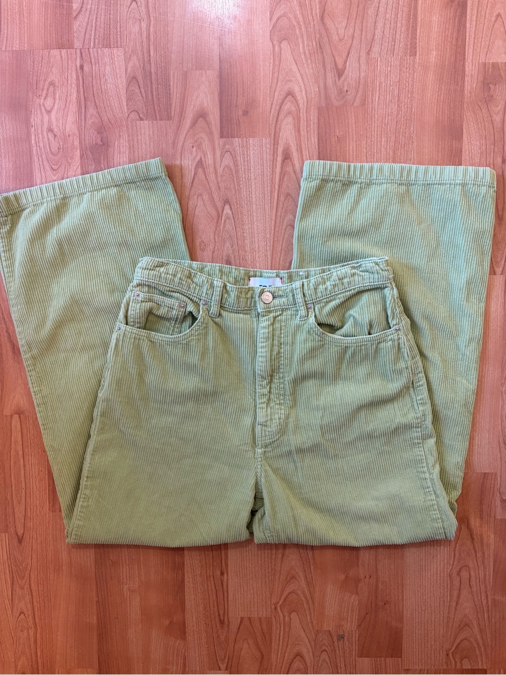 BDG Light Lime Green Corduroy Wide-Leg Pants 29